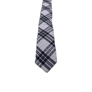 Skinny Tie Madness Men's Plaid Tie‎ Black White Cotton